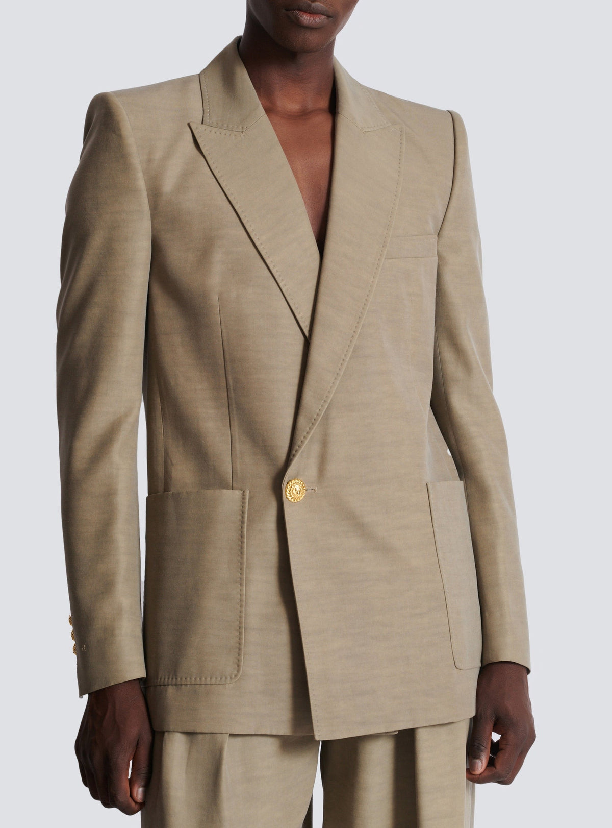 Single-button cupro tailored jacket - Taupe
