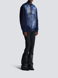 Wool trompe-l'œil bomber jacket - Denim