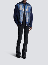 Wool trompe-l'œil bomber jacket - Denim