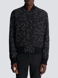 Bomber imprimé motif étiquette balmain all-over - Noir & Blanc