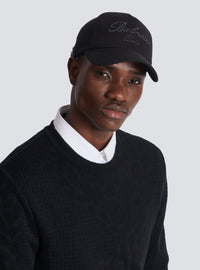 Casquette en coton brodé balmain signature - Noir & Noir
