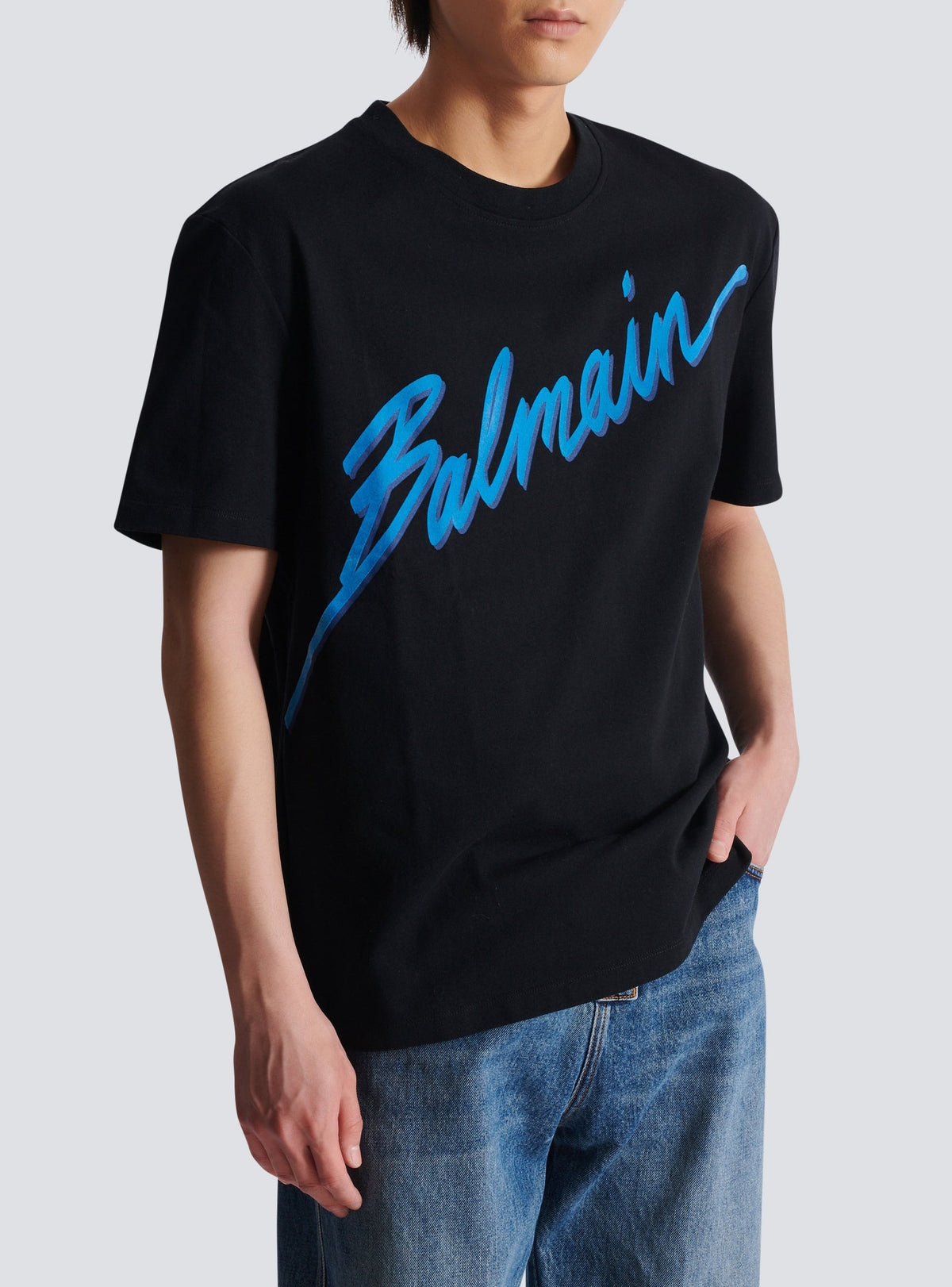 Letter flocked T-shirt - Black & Blue