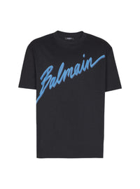 Letter flocked T-shirt - Black & Blue