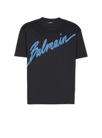 T-shirt floqué balmain lettre - Noir & Bleu