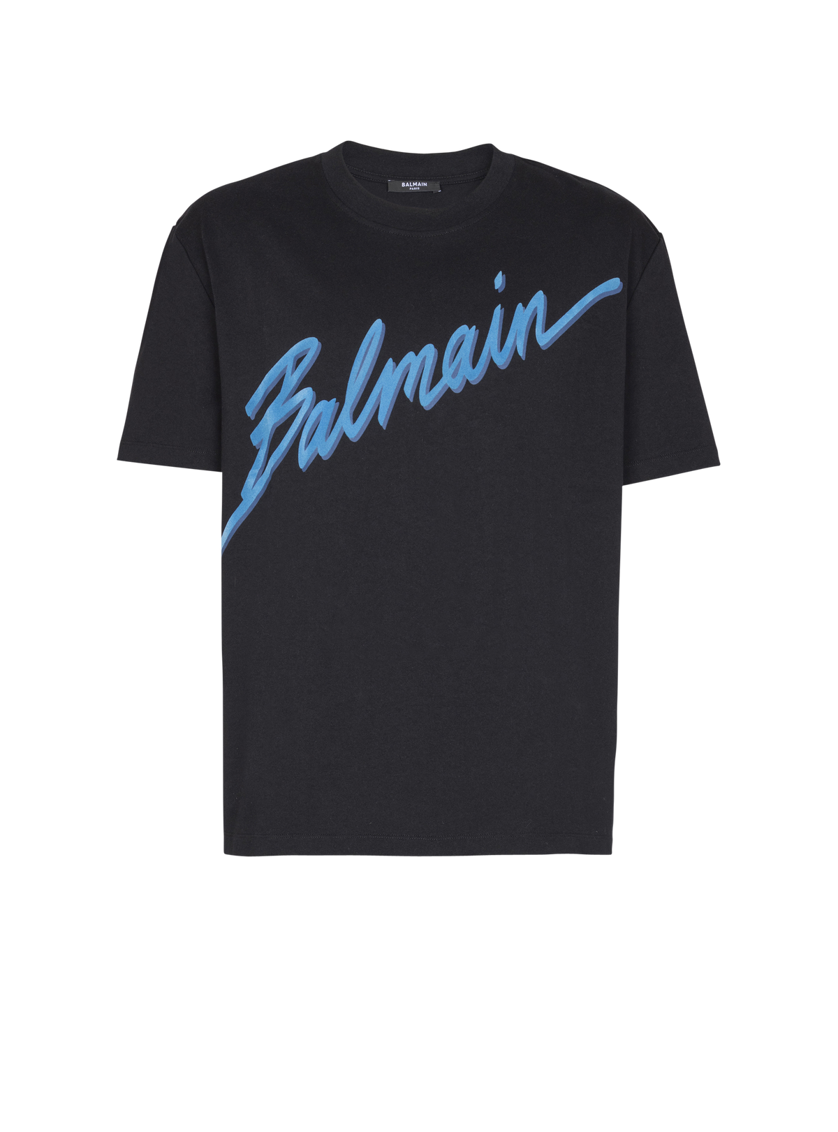 T-shirt floqué balmain lettre - Noir & Bleu
