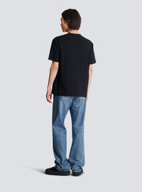 T-shirt floqué balmain lettre - Noir & Bleu