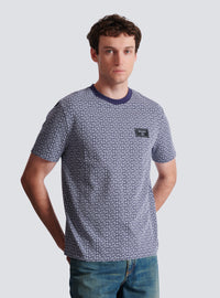 T-shirt monogrammé à étiquette balmain couture - Bleu Pâle & Bleu Marine