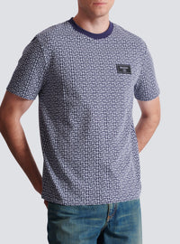 T-shirt à manches courtes monogrammé - Bleu Pâle & Bleu Marine