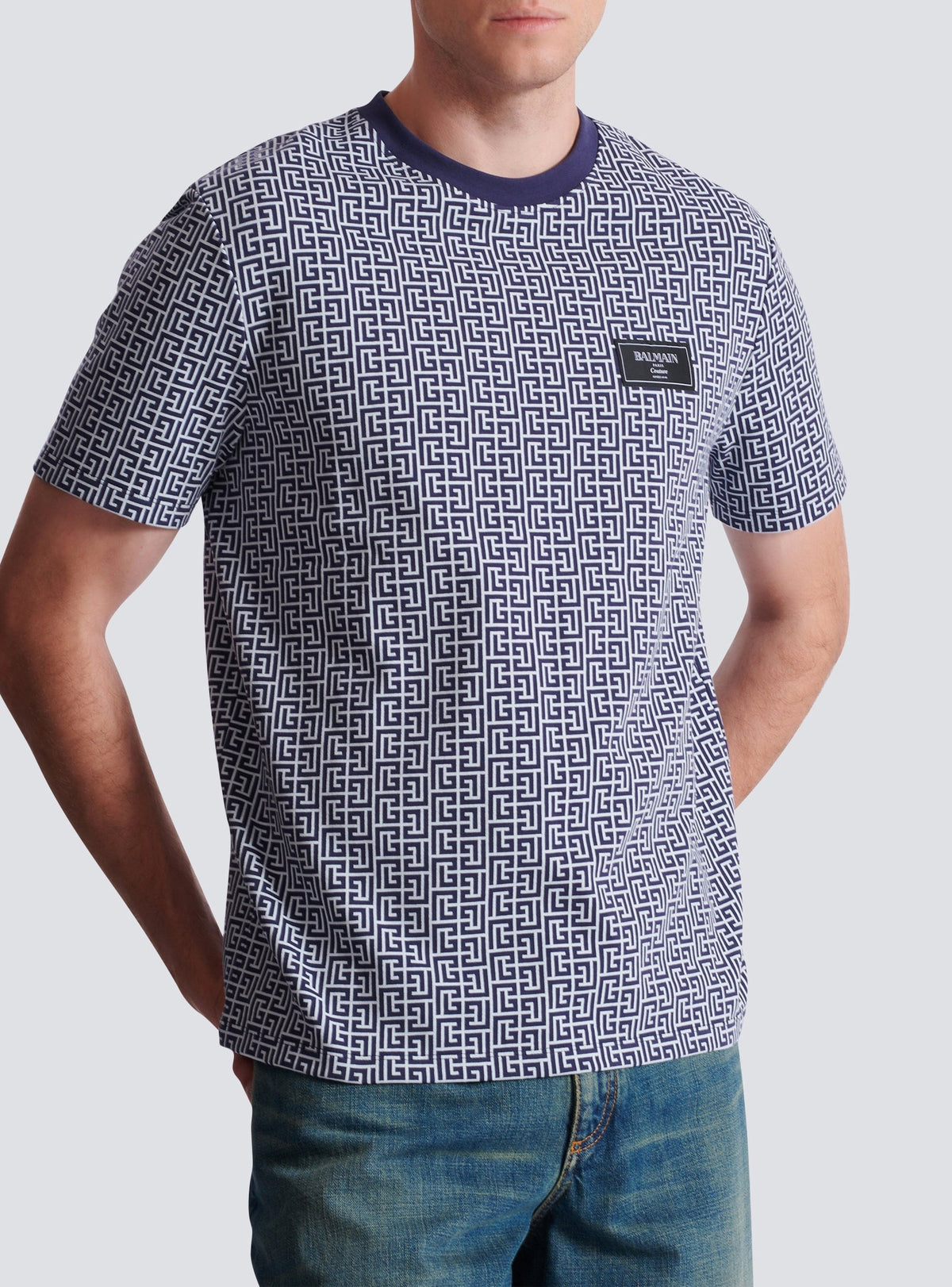 T-shirt à manches courtes monogrammé - Bleu Pâle & Bleu Marine