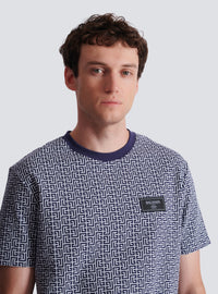 T-shirt monogrammé à étiquette balmain couture - Bleu Pâle & Bleu Marine