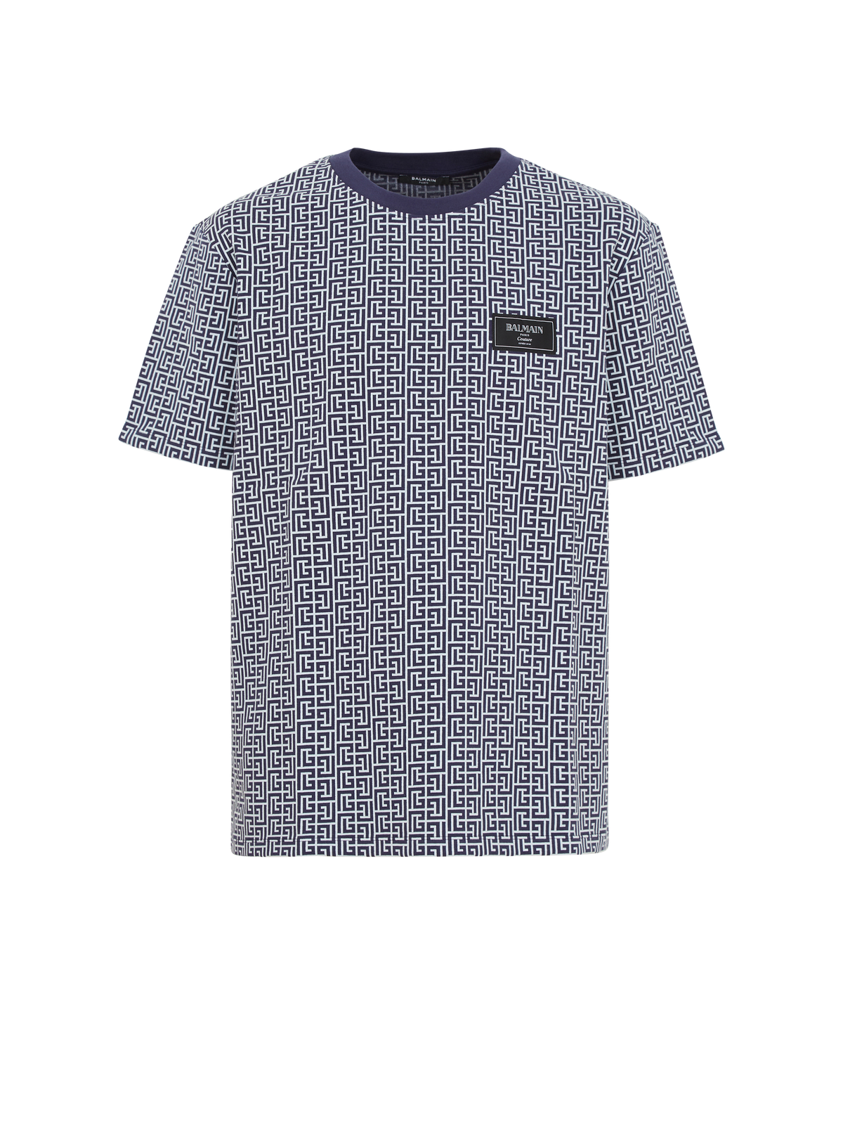 T-shirt monogrammé à étiquette balmain couture - Bleu Pâle & Bleu Marine