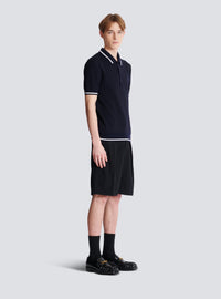 Polo en laine mérinos monogrammée - Noir & Marine