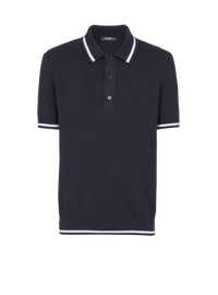 Polo en laine mérinos monogrammée - Noir & Marine