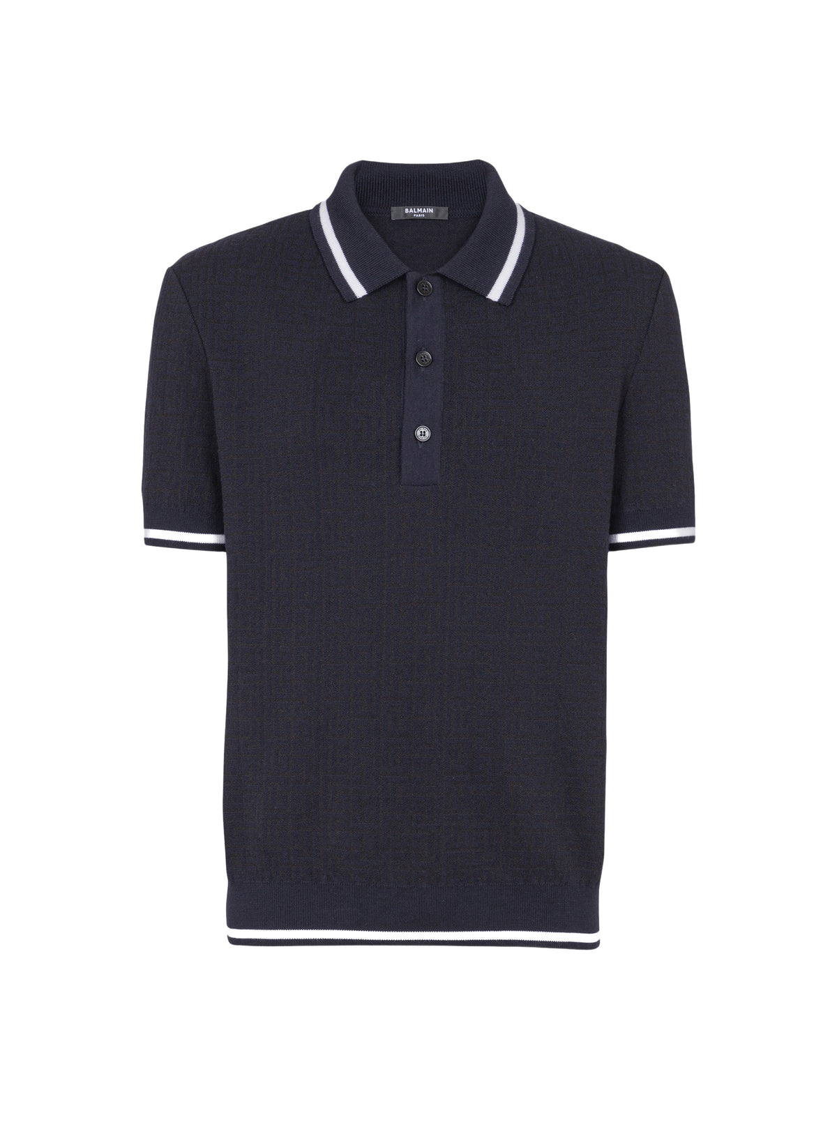 Polo à manches courtes en laine - Noir & Marine