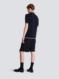 Polo en laine mérinos monogrammée - Noir & Marine