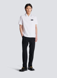 Polo monogrammé à étiquette balmain couture - Blanc