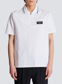 Polo monogrammé à étiquette balmain couture - Blanc
