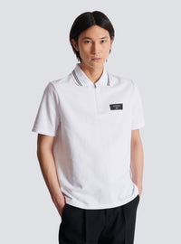 Polo monogrammé à étiquette balmain couture - Blanc