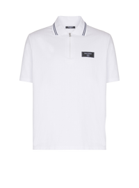 Polo monogrammé à étiquette balmain couture - Blanc