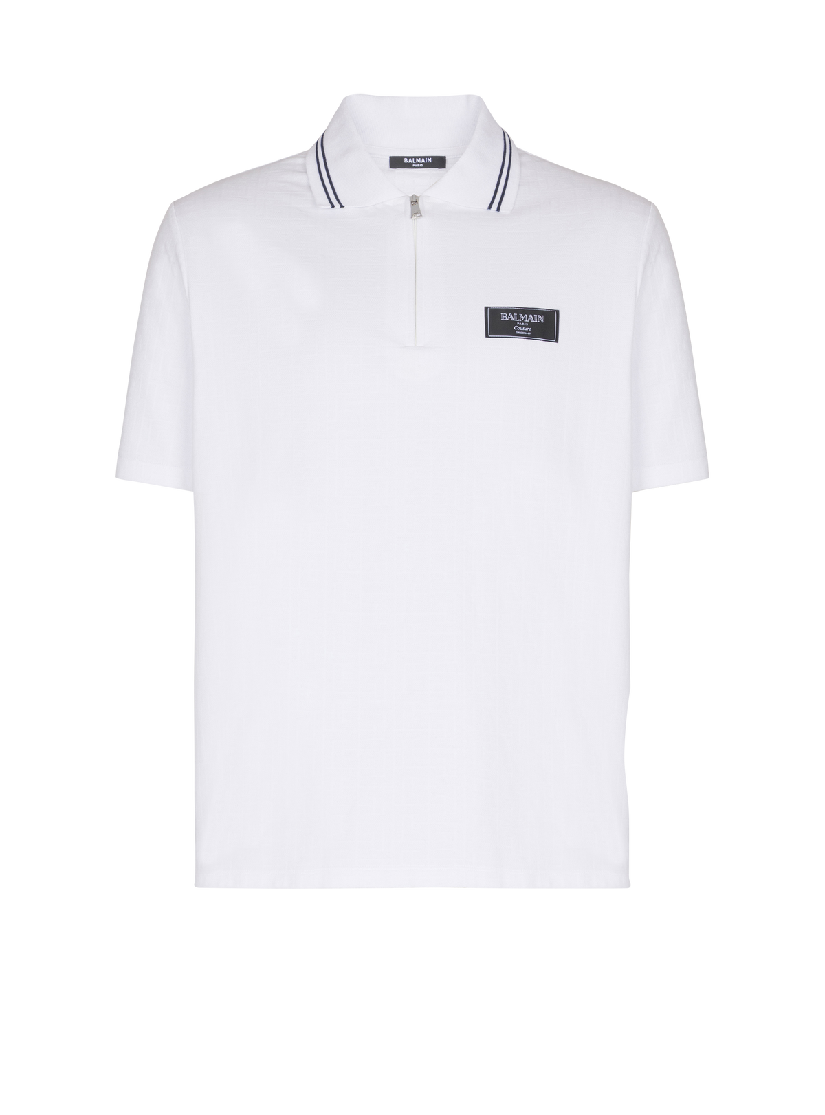 Polo monogrammé à étiquette balmain couture - Blanc