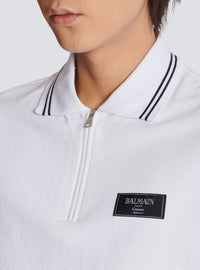 Polo monogrammé à étiquette balmain couture - Blanc