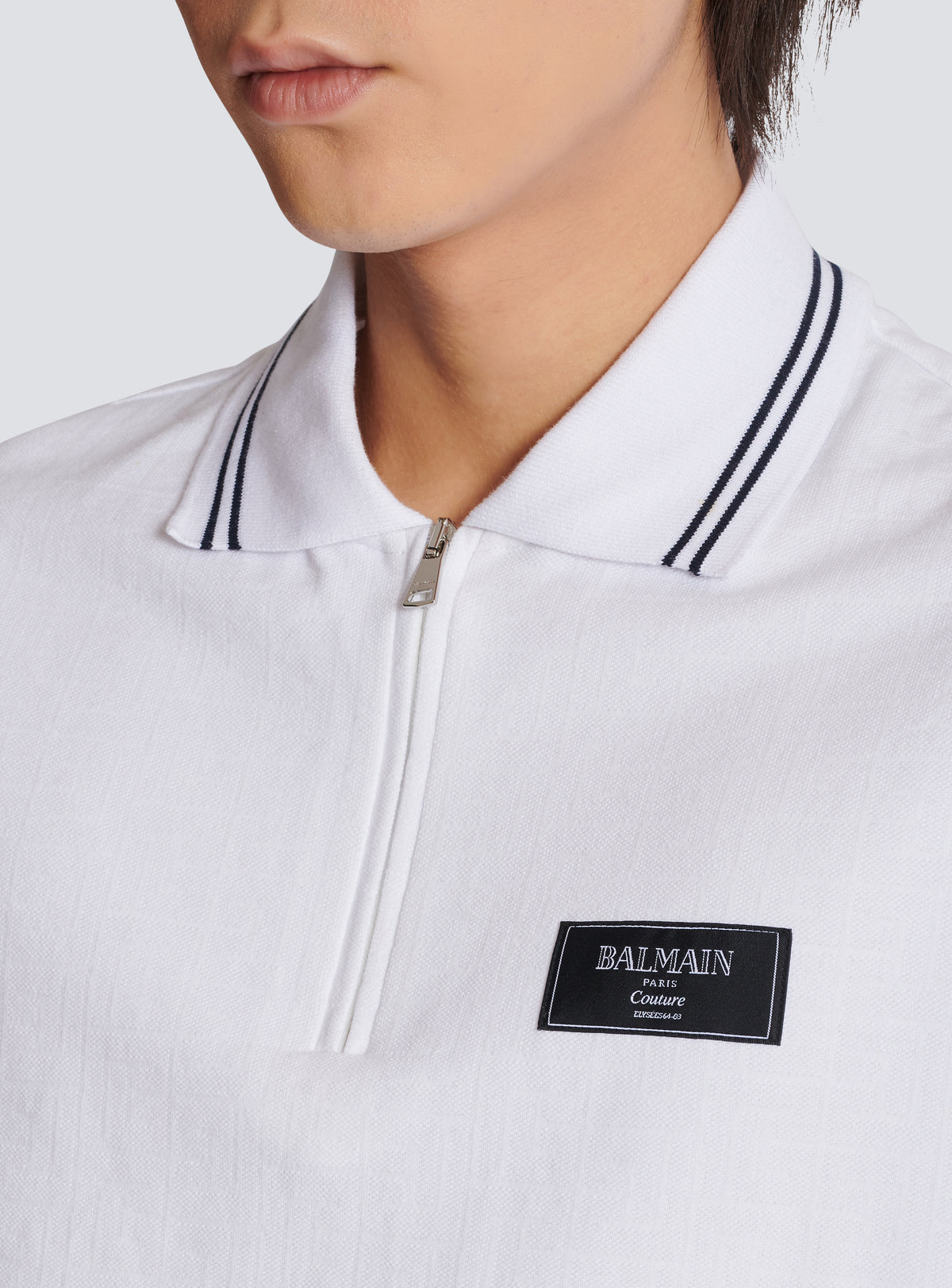 Polo monogrammé à étiquette balmain couture - Blanc