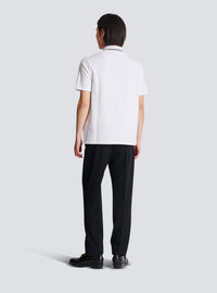 Polo monogrammé à étiquette balmain couture - Blanc