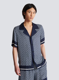 Chemise pyjama monogrammée - Bleu Pâle & Bleu Marine