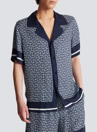 Monogrammed pyjama shirt - Pale Blue & Navy Blue