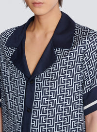 Monogrammed pyjama shirt - Pale Blue & Navy Blue