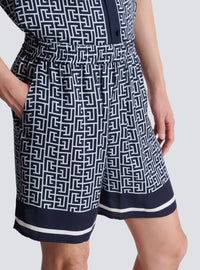 Short fluide monogrammé - Bleu Pâle & Bleu Marine