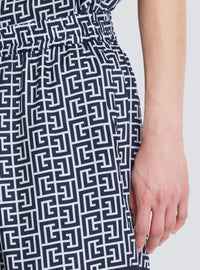 Short fluide monogrammé - Bleu Pâle & Bleu Marine