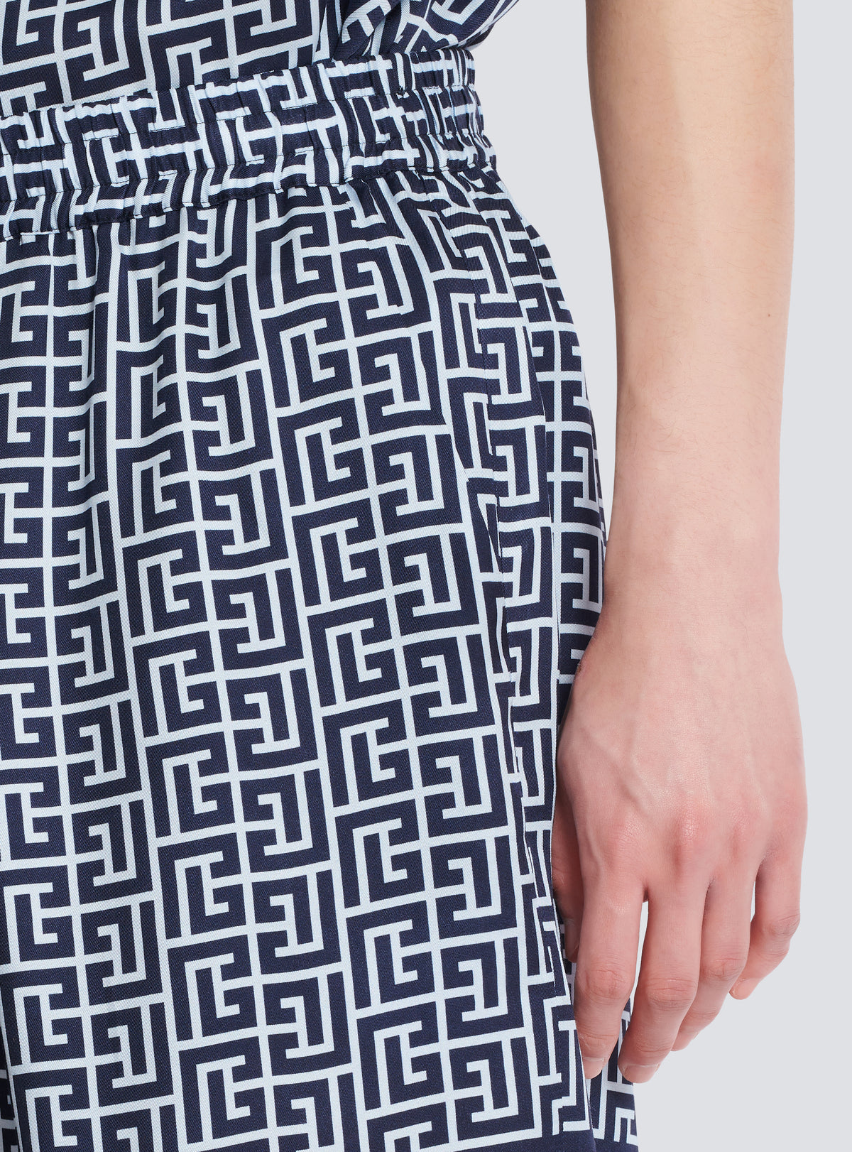 Short fluide monogrammé - Bleu Pâle & Bleu Marine