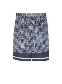 Short fluide monogrammé - Bleu Pâle & Bleu Marine