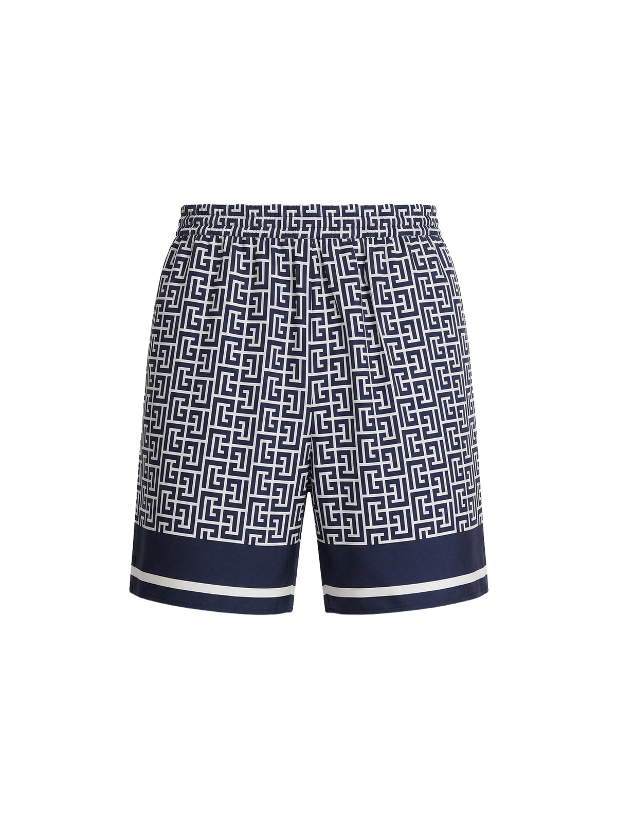 Short fluide monogrammé - Bleu Pâle & Bleu Marine