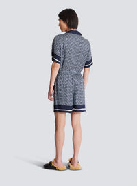 Short fluide monogrammé - Bleu Pâle & Bleu Marine