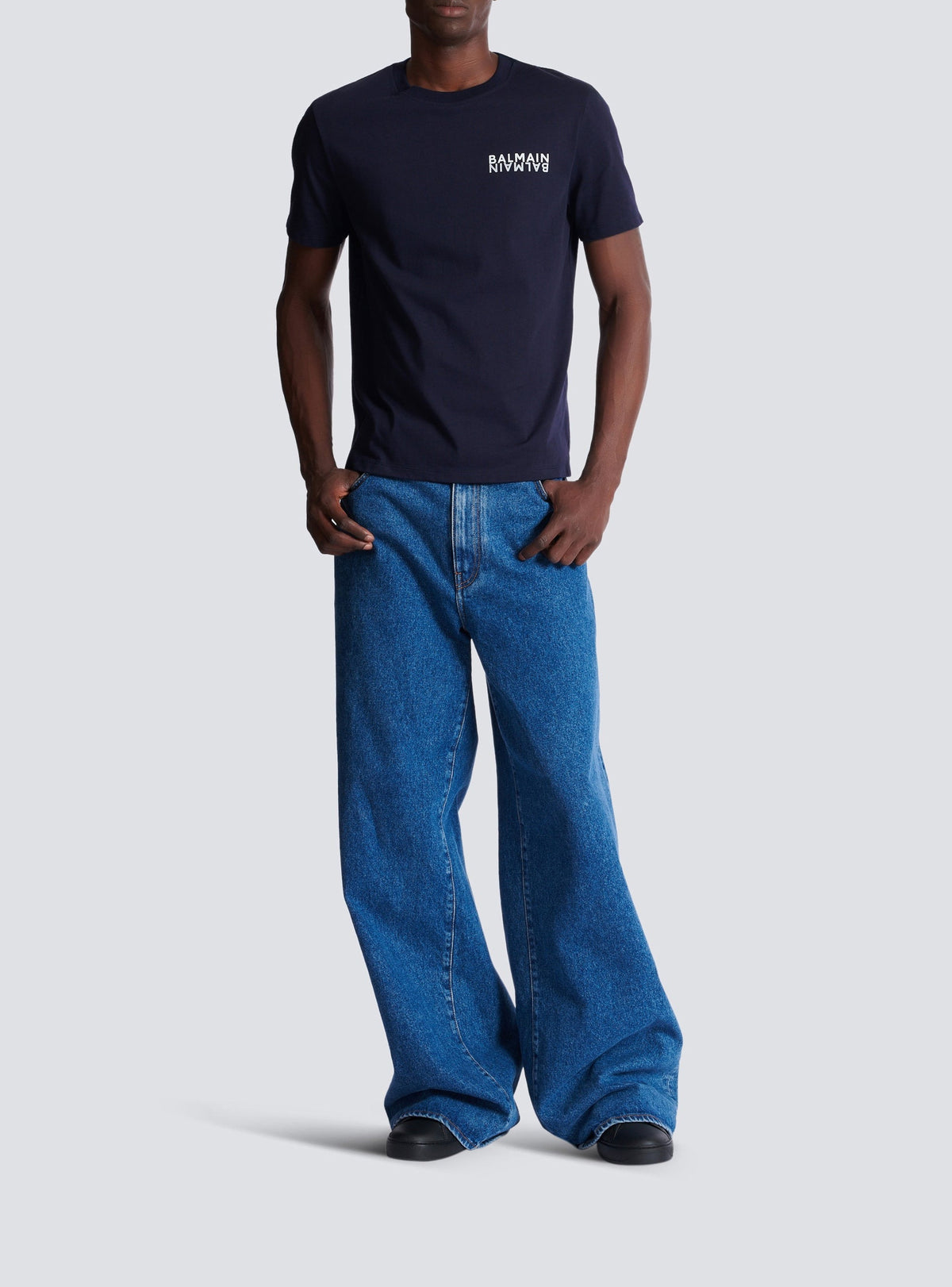 Printed T-shirt - Dark Navy & White