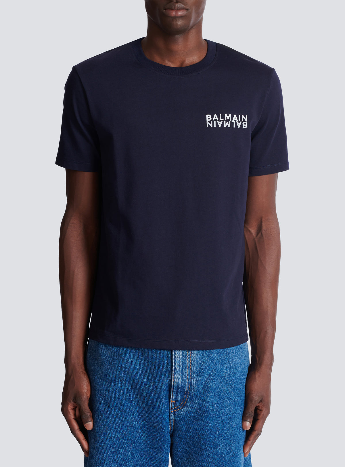 T-shirt imprimé balmain - Marine Foncé & Blanc