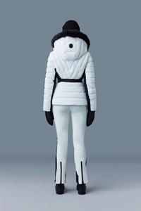 Doudoune de ski courte Elita à capuche fourrée - Off White