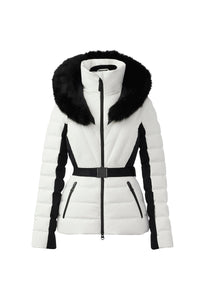 Doudoune de ski courte Elita à capuche fourrée - Off White