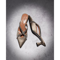 Ella 55 mules - Beige satin