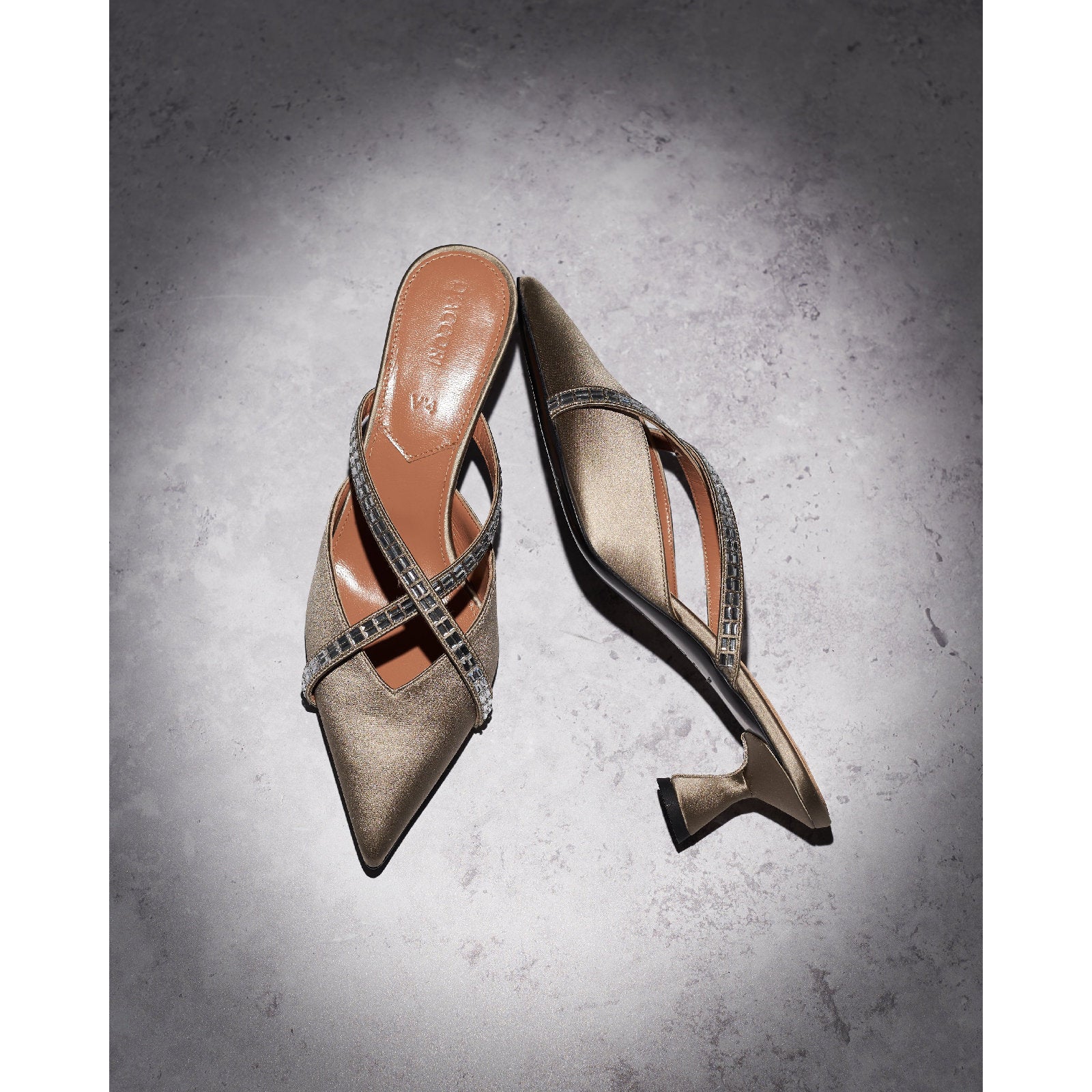 Ella 55 mules - Beige satin