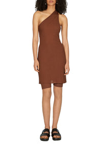 Robe courte Ellis asymétrique - Chocolate