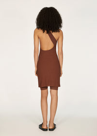 Robe courte Ellis asymétrique - Chocolate