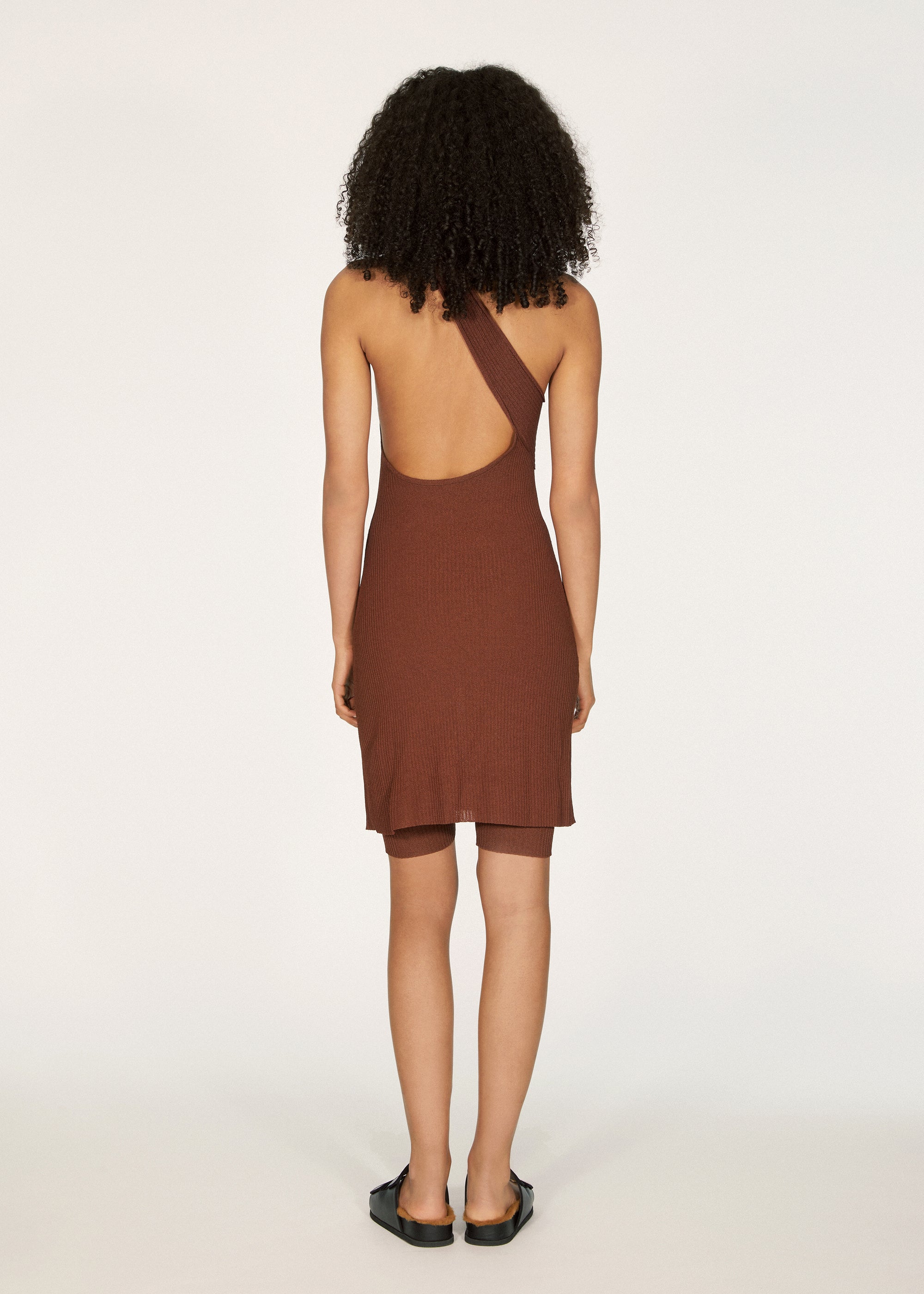 Robe courte Ellis asymétrique - Chocolate