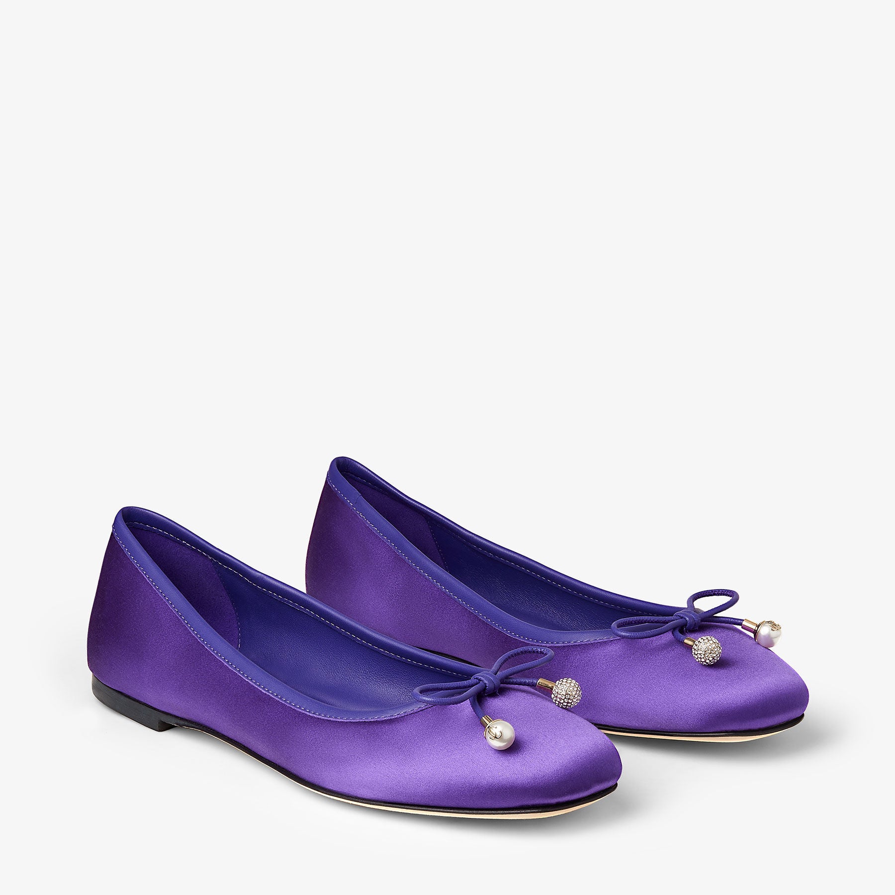 Ballerines Elme plates en satin à perles - Purple