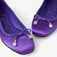 Ballerines Elme plates en satin à perles - Purple