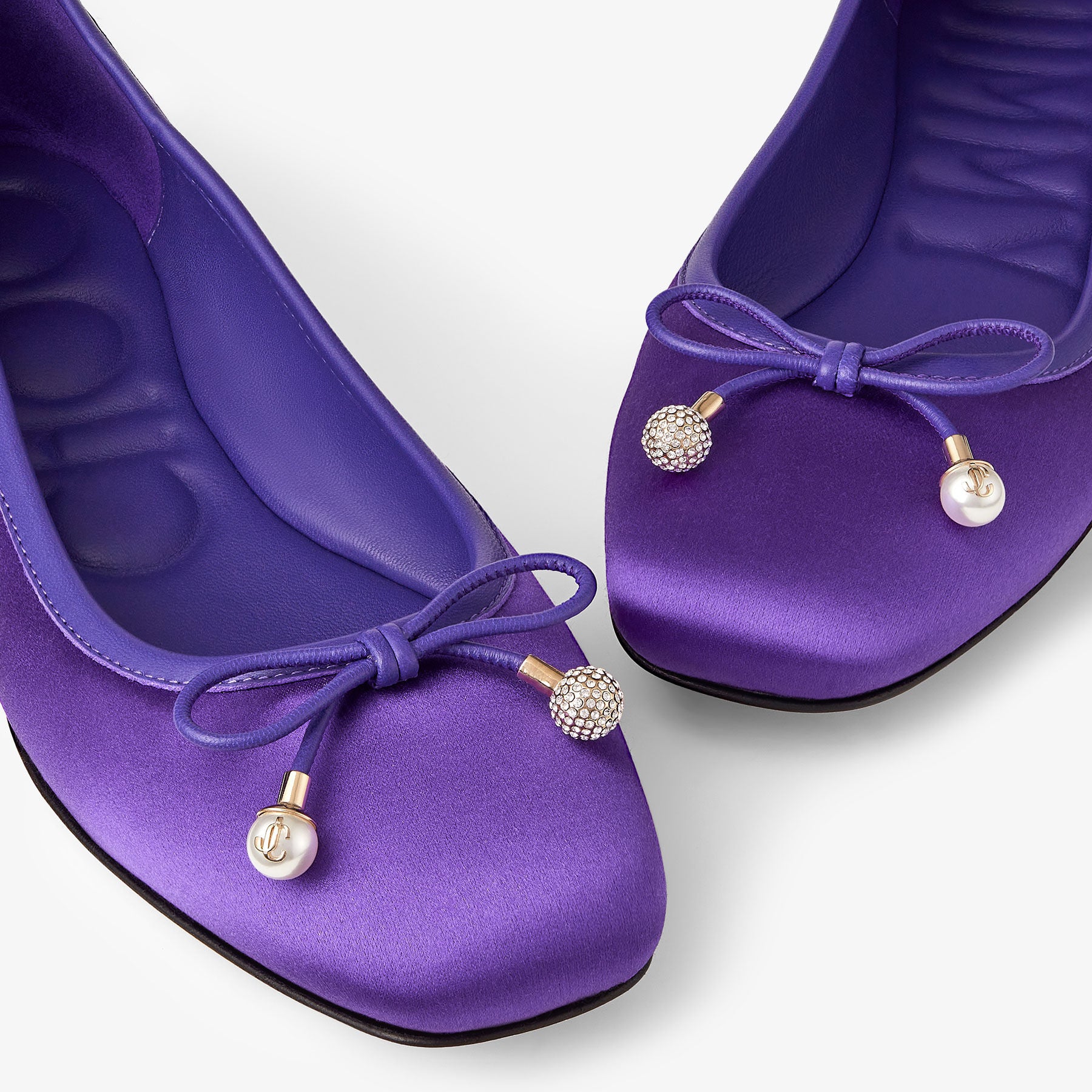 Ballerines Elme plates en satin à perles - Purple