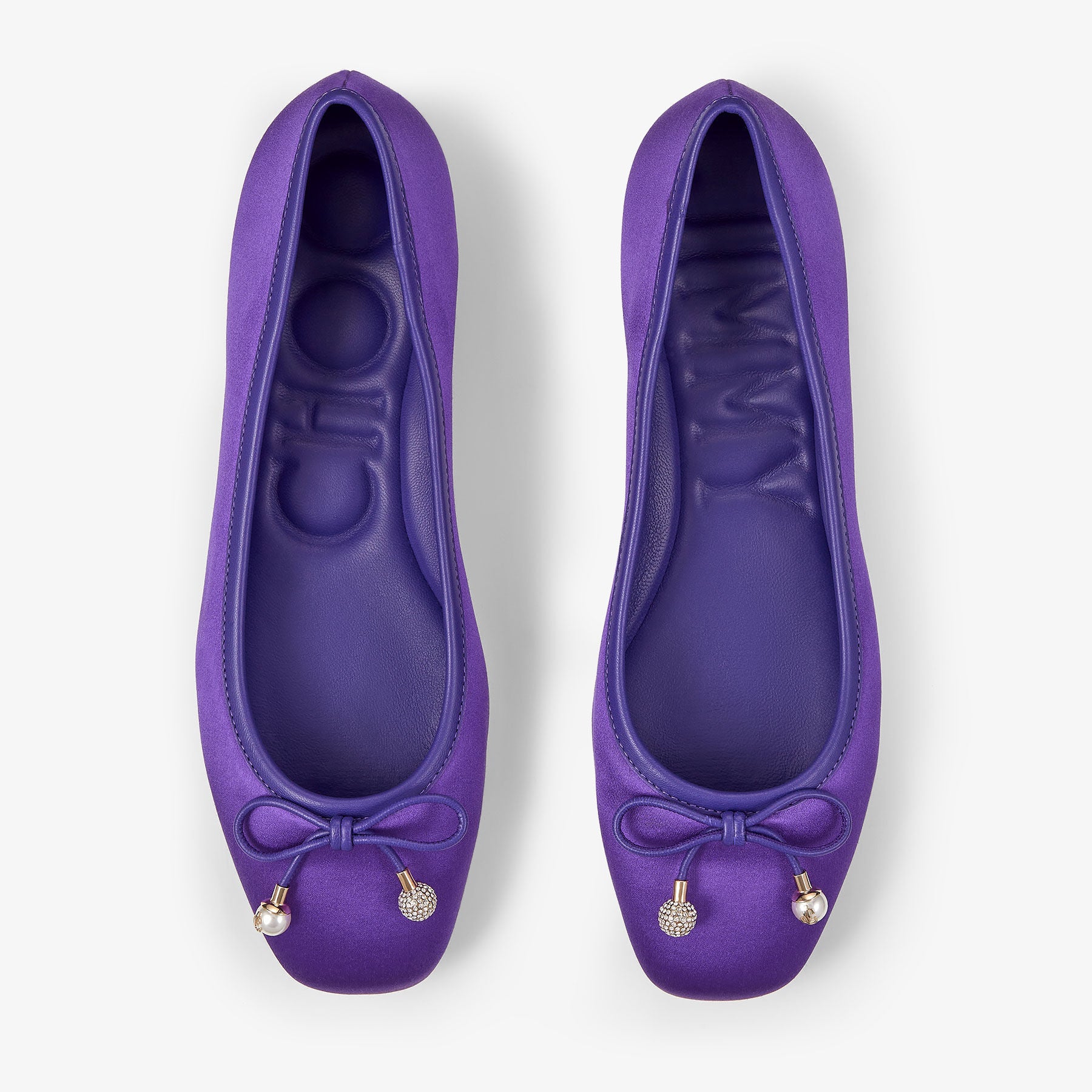 Ballerines Elme plates en satin à perles - Purple