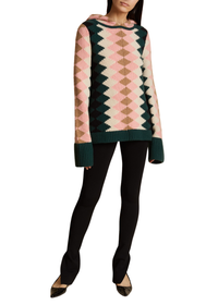 Hoodie Elodie en cachemire - Multicolor Zig Zag Intarsia